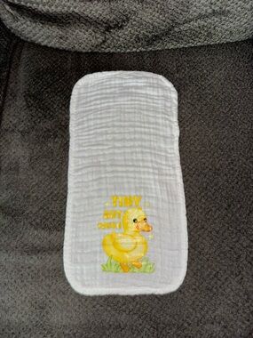 White Muslin Baby Burp Cloth with Yellow Duck